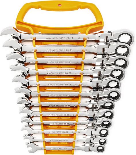 Gearwrench 9901 12 Piece Metric Flex Head Combination Ratcheting Wrench Set Mx