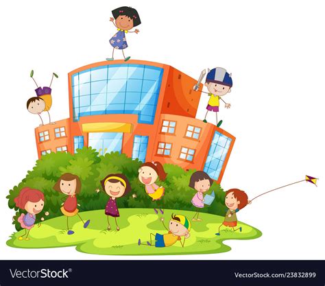 Kids Playing At School Clipart