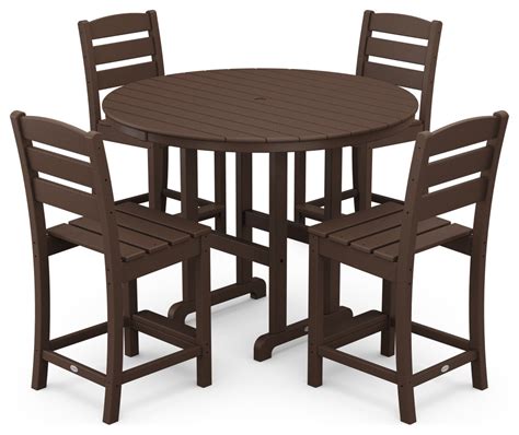 Polywood Lakeside 5 Piece Round Counter Side Chair Set Transitional