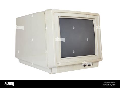 Old Computer Monitor Isolated On White Background Stock Photo Alamy