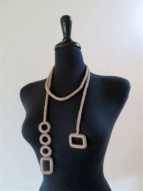 Taupe Or Black Color Cord Rope Statement Necklace Lariat Bib Etsy In