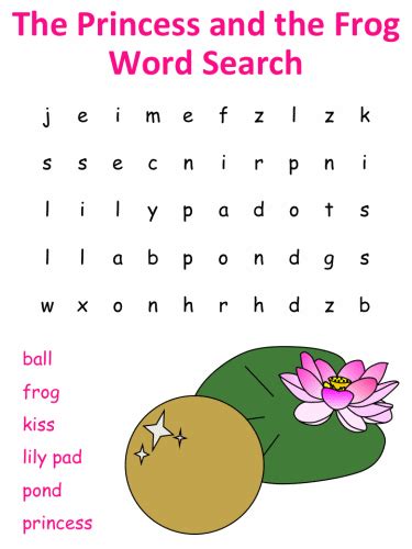 The Princess And The Frog Word Search Puzzles Frog Activities The