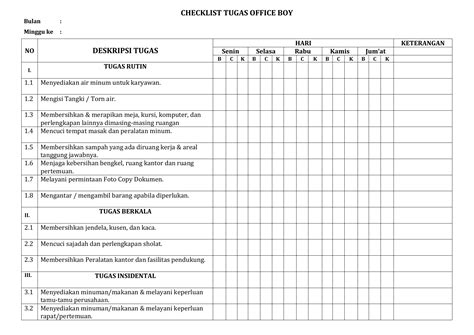 Contoh Form Checklist Kebersihan Ruangan Laboratorium My Xxx Hot Girl