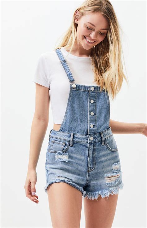 Pacsun Womens Bib Blue Overall Shorts Medium Indigo Overalls Outfit Winter Winter Outfits