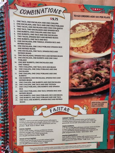 Menu at La Pinata restaurant, Meridian