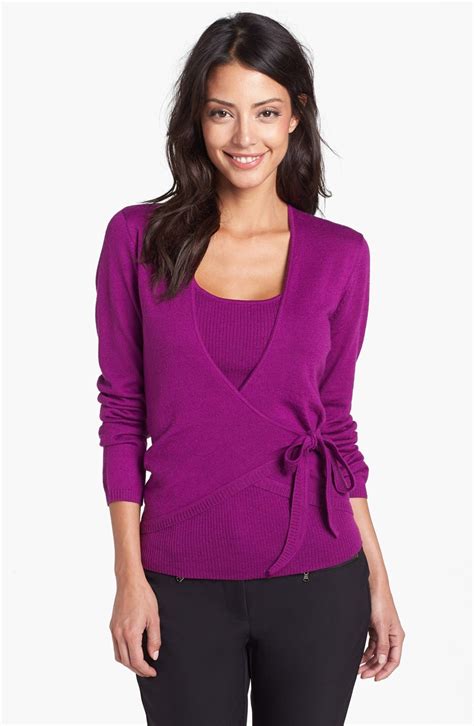 Anne Klein Faux Wrap Pullover Sweater Petite Nordstrom