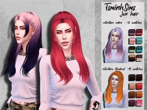 The Sims Resource Tsminh S Jen Hair Retextured By Honeyssims4 Sims 4