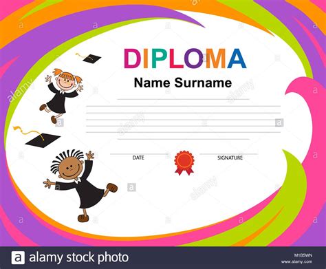 Kids Diploma Certificate Background Design Template Stock Vector Image