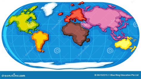 Seven Continents World Map Cartoon Vector 73323703