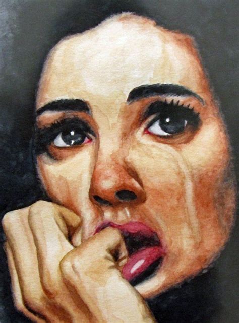 Original Portrait Woman Crying Crying Girl Drawing Tears Art