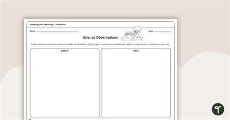 Science Observations Worksheet Teach Starter