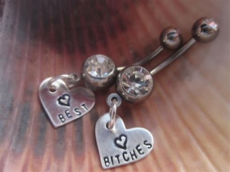 best bitches mature content belly button rings set of 2 etsy