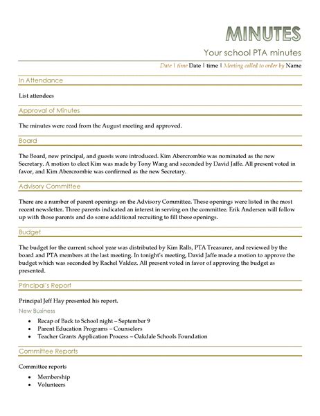 For a summary on the health benefits of being more active, check out this department of health infographic (pdf, 500kb). PTA meeting minutes | Pta meeting, Board meeting, Templates