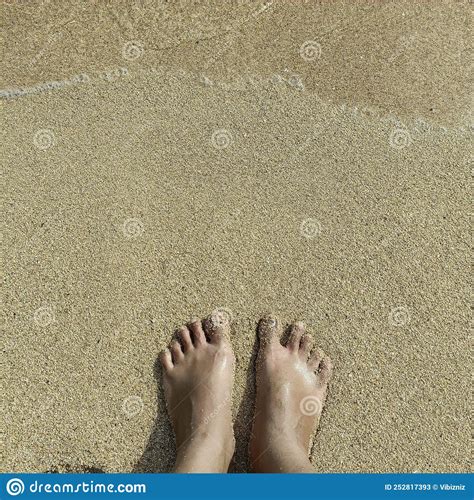 Naked Feet On Beach Sand Stock Image Image Of Water