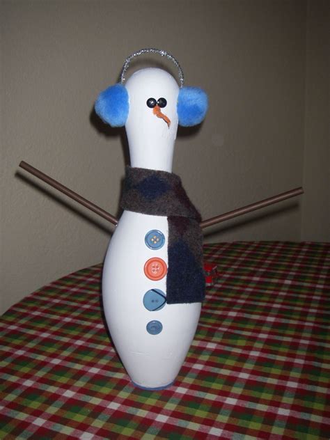 Upcycled Bowling Pin Snowman Bowling Pin Crafts Bowling Ts
