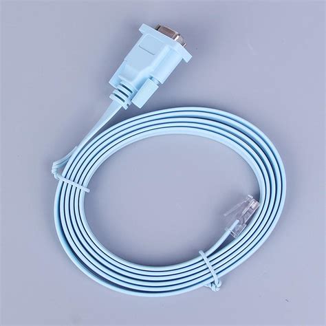 Kjøp 18m Blue Db 9pin Rs232 Serial Port To Rj45 Cat5 Lan Console Cable