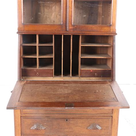 Victorian Oak Secretary Bookcase Mid To Late 19th Century Ebth