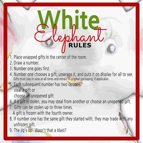 White Elephant T Exchange Rules And Printables