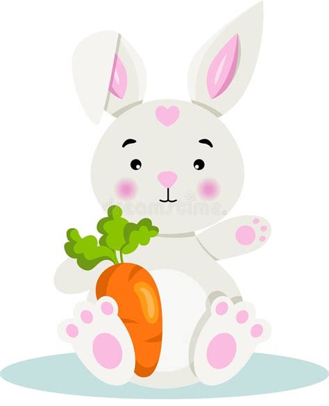 Adorable Easter Bunny Holding A Carrot Stock Vector Illustration Of