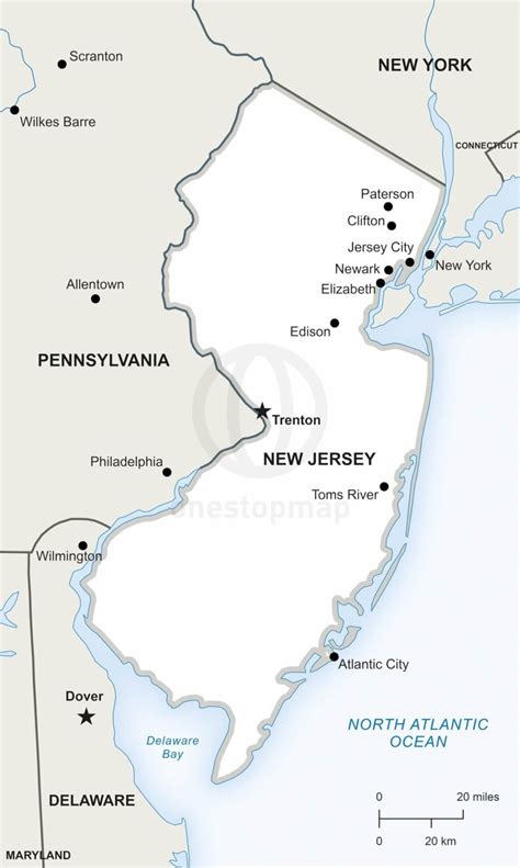 Vector Map Of New Jersey Political One Stop Map