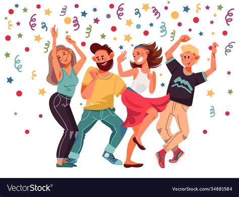People On Party Cartoon Female Excitement Dance Vector Image