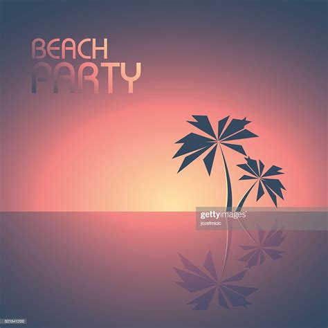 Beach Party Poster Template With Palm Trees On The Horizon High Res