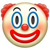 The clown face emoji (u+1f921) was released by unicode in 2016, as a part of unicode version 9.0. Clown Face Emoji on Apple iOS 13.1