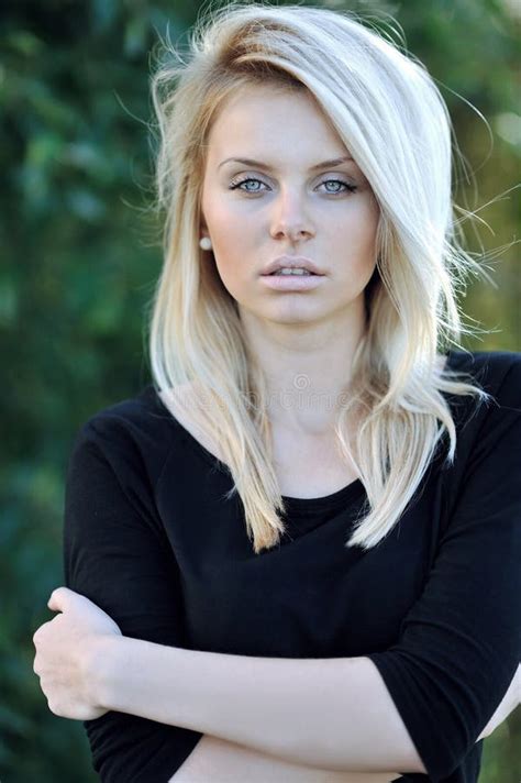 Portrait Of A Beautiful Blonde Girl Close Up Stock Photo Image Of