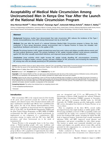 Pdf Acceptability Of Medical Male Circumcision Among Uncircumcised