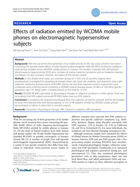 Pdf Effects Of Radiation Emitted By Wcdma Mobile Phones On