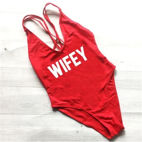 Buy Wifey Sexy Swimsuit Women Swimwear One Piece Bodysuit Push Up Monokini