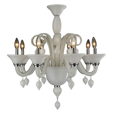 White blown glass chandelier a pure atmosphere, so full of spirituality are truly makes the hearts of the surging romantic passion of youth. Worldwide Lighting Murano Venetian Style 8-Light White ...