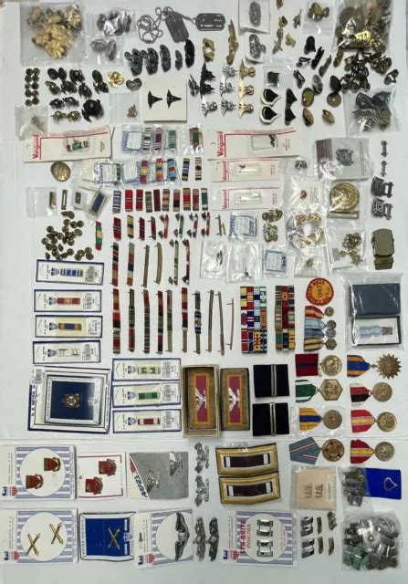 Wwii Vtg Now Lot Us Military Ribbons Bars Medals Pins Badges Patches