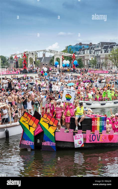 the netherlands amsterdam pride canal parade part of the amsterdam pride festival paying