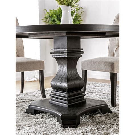 Furniture Of America Kabini Wood Round Pedestal Dining Table In Antique