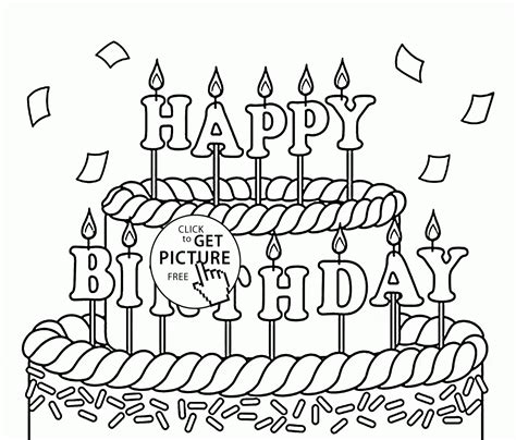 Happy birthday cake coloring pages. 7th Birthday Coloring Pages for Kids