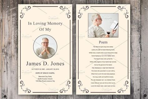 Paper And Party Supplies Templates Editable Funeral Prayer Card Template