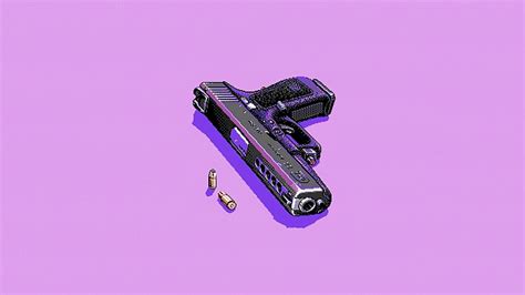 Free Download Hd Wallpaper Purple Gun Pixel Art Cartridge Pink