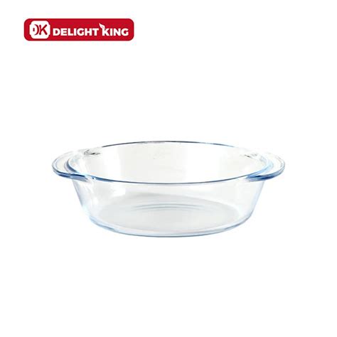Oven Use Glass Baking Tray Round Deep Glass Baking Dish With Handle Dk