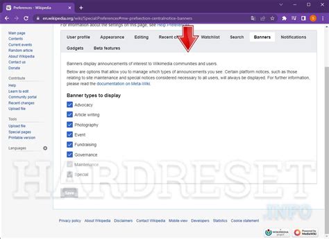 How To Manage Banners Settings On Wikipedia