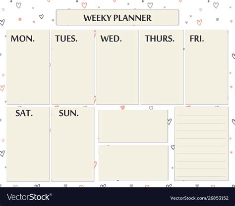 Weekly Planner Cute Page For Everyday Plans And Vector Image