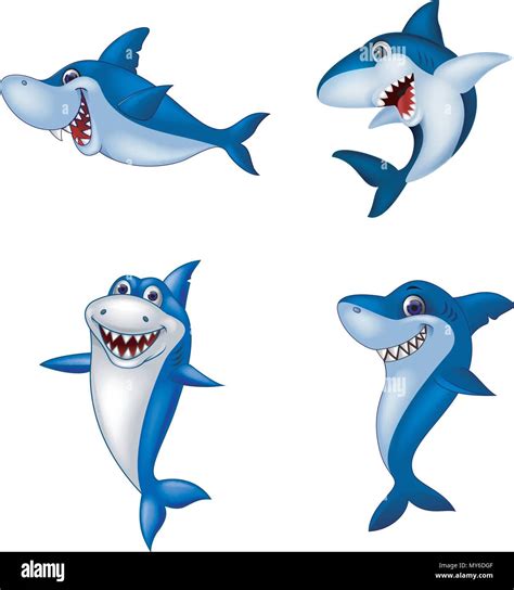 Cartoon Shark Sammlung Stock Vektorgrafik Alamy