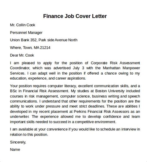 Free 12 Cover Letter Samples In Pdf Ms Word