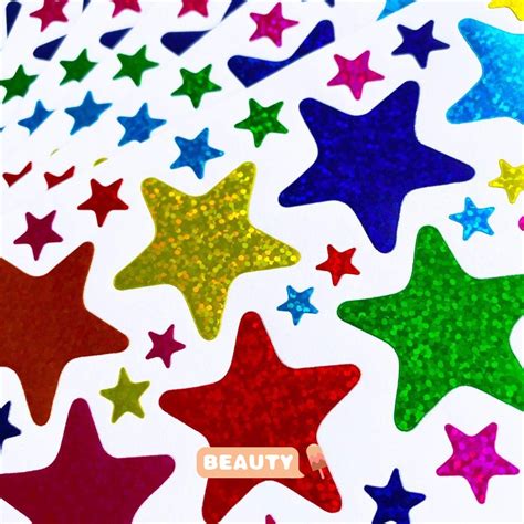 Beautyone 20 Sheets Star Stickers Assorted Size Shiny And Sparkly
