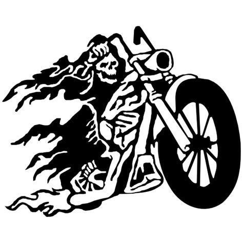 Grim Reaper On Flaming Motorcycle Bike Sticker