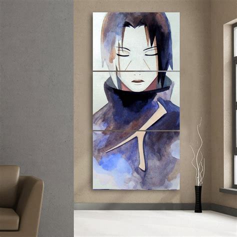 Naruto Anime Uchiha Itachi Painting Portrait 3pcs Wall Art Saiyan Stuff