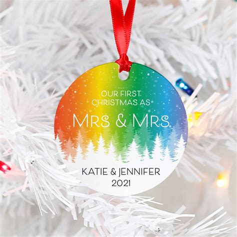 1st Christmas Mrs And Mrs Lesbian Wedding Christmas Ornament For Etsy