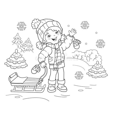 Kids Sledding Coloring Pages