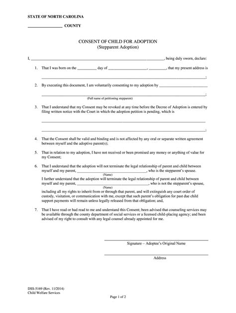 Nc Adoption Stepparent Form Fill Online Printable Fillable Blank