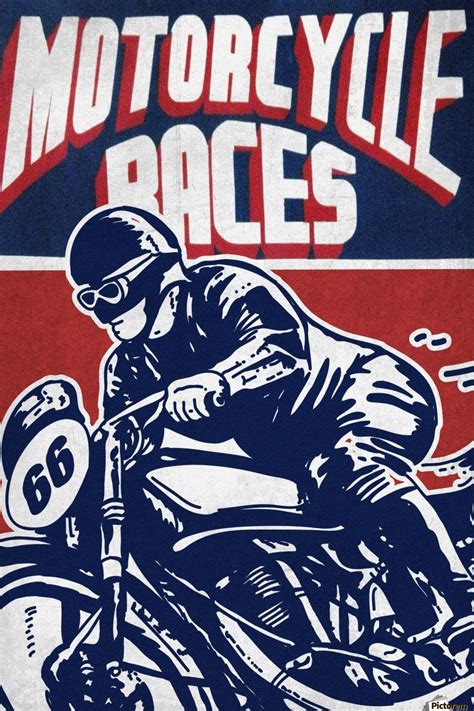 Motorcycle Racing Vintage Poster Vintage Poster Canvas